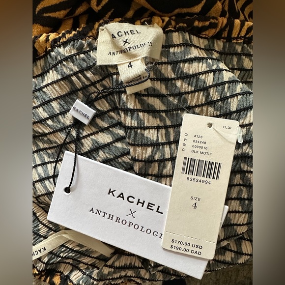 NWT Anthropologie Kachel Tiger-Striped Smocked Jumpsuit Size 4 - Picture 7 of 10